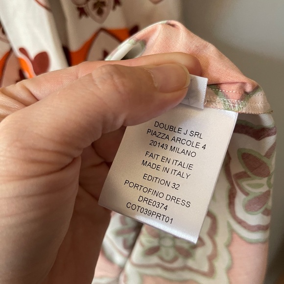 La DoubleJ Portofino Dress XS Partenope 1970s Tile Print Cotton Poplin Midi NWT - Picture 8 of 9